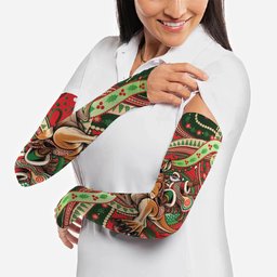 Aboriginal Christmas Arm Sleeves Santa Riding Leaping Kangaroo Dot Pattern