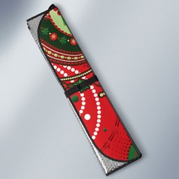 Aboriginal Christmas Auto Sun Shade Santa Riding Leaping Kangaroo Dot Pattern