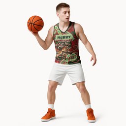 Aboriginal Christmas Basketball Jersey Santa Riding Leaping Kangaroo Dot Pattern