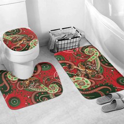 Aboriginal Christmas Bathroom Set Santa Riding Leaping Kangaroo Dot Pattern