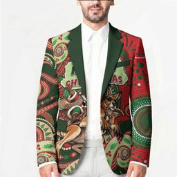 Aboriginal Christmas Blazer Santa Riding Leaping Kangaroo Dot Pattern
