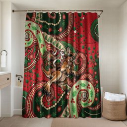 Aboriginal Christmas Bathroom Set Santa Riding Leaping Kangaroo Dot Pattern