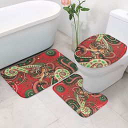 Aboriginal Christmas Bathroom Set Santa Riding Leaping Kangaroo Dot Pattern