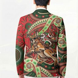 Aboriginal Christmas Blazer Santa Riding Leaping Kangaroo Dot Pattern