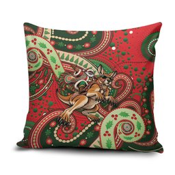 Aboriginal Christmas Pillow Cover Santa Riding Leaping Kangaroo Dot Pattern