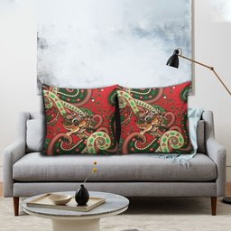 Aboriginal Christmas Pillow Cover Santa Riding Leaping Kangaroo Dot Pattern