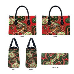 Aboriginal Christmas Leather Bag Santa Riding Leaping Kangaroo Dot Pattern