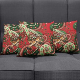 Aboriginal Christmas Pillow Cover Santa Riding Leaping Kangaroo Dot Pattern