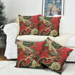 Aboriginal Christmas Pillow Cover Santa Riding Leaping Kangaroo Dot Pattern