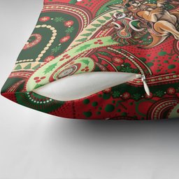 Aboriginal Christmas Pillow Cover Santa Riding Leaping Kangaroo Dot Pattern