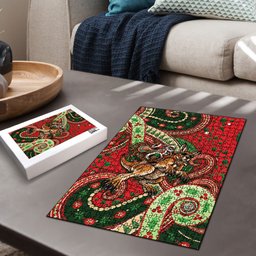 Aboriginal Christmas Puzzle Santa Riding Leaping Kangaroo Dot Pattern
