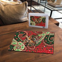 Aboriginal Christmas Puzzle Santa Riding Leaping Kangaroo Dot Pattern