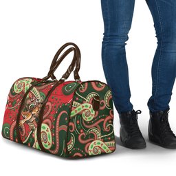 Aboriginal Christmas Travel Bag Santa Riding Leaping Kangaroo Dot Pattern