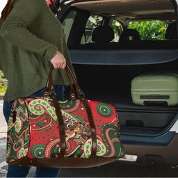 Aboriginal Christmas Travel Bag Santa Riding Leaping Kangaroo Dot Pattern