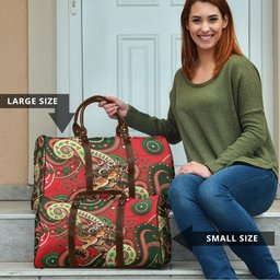Aboriginal Christmas Travel Bag Santa Riding Leaping Kangaroo Dot Pattern
