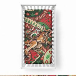 Aboriginal Christmas Baby Bed Cover Santa Riding Leaping Kangaroo Dot Pattern