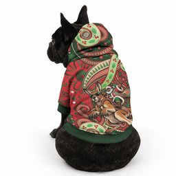 Aboriginal Christmas Pet Hoodie Santa Riding Leaping Kangaroo Dot Pattern