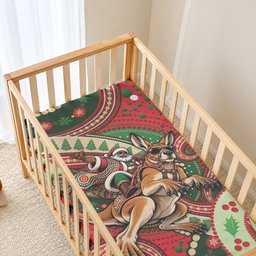 Aboriginal Christmas Baby Bed Cover Santa Riding Leaping Kangaroo Dot Pattern