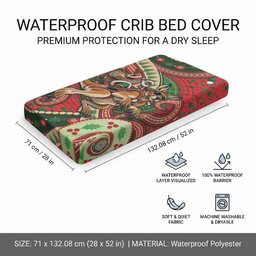 Aboriginal Christmas Baby Bed Cover Santa Riding Leaping Kangaroo Dot Pattern