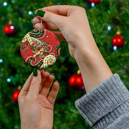 Aboriginal Christmas Ceramic Ornament Santa Riding Leaping Kangaroo Dot Pattern