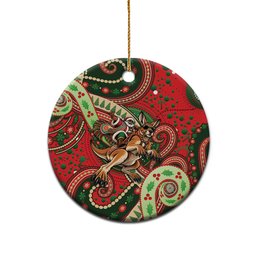 Aboriginal Christmas Ceramic Ornament Santa Riding Leaping Kangaroo Dot Pattern