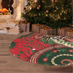 Aboriginal Christmas Tree Skirt Santa Riding Leaping Kangaroo Dot Pattern