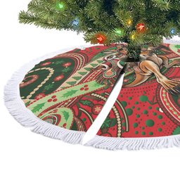 Aboriginal Christmas Tree Skirt Santa Riding Leaping Kangaroo Dot Pattern