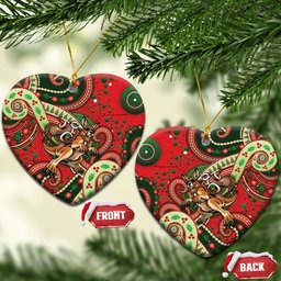 Aboriginal Christmas Ceramic Ornament Santa Riding Leaping Kangaroo Dot Pattern
