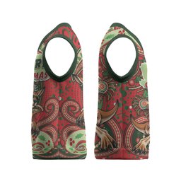 Aboriginal Christmas Knitted V-Neck Vest Santa Riding Leaping Kangaroo Dot Pattern