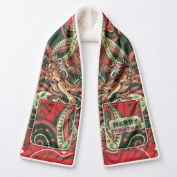 Aboriginal Christmas Pocket Scarf Santa Riding Leaping Kangaroo Dot Pattern