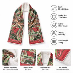 Aboriginal Christmas Pocket Scarf Santa Riding Leaping Kangaroo Dot Pattern
