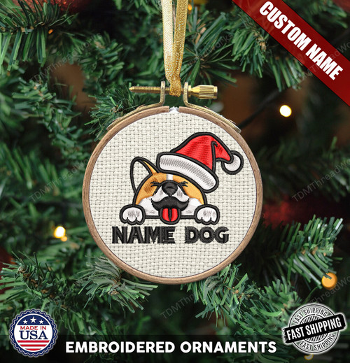 Corgi Dog Ornament Custom Embroidery Ornament For Xmas tree