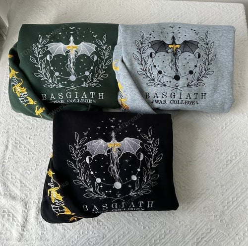 Embroidery Basgiath War College Sweatshirt, Dragon Rider Sweater, Fourth Wing Hoodie for Bookish, Gift for Her