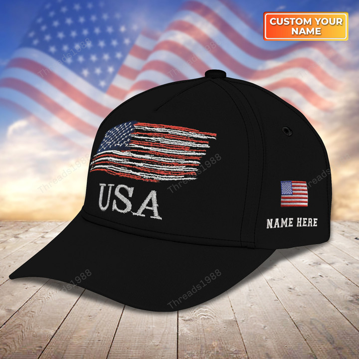 Embroidery Cap - American Flag Cotton Adjustable Baseball Hat Cap