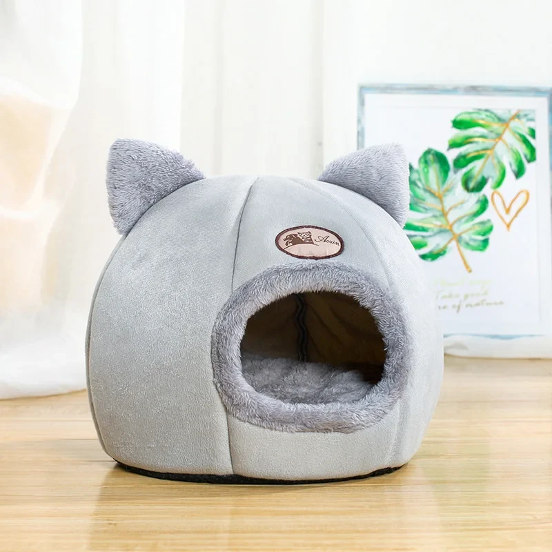 cozy covered winter cave bed for cats