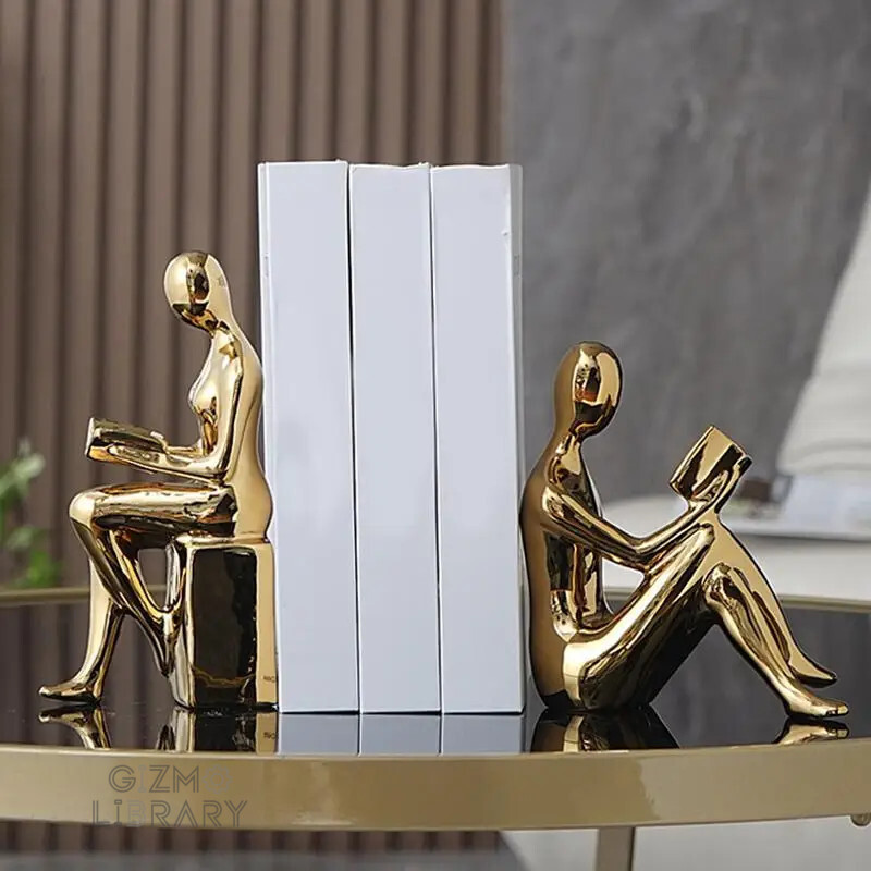 Abstract Ceramic Bookends Pair - Gizmolibrary