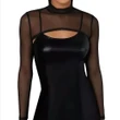 Womens Arm Sleeves Shoulder Shrug Tops See-through Mesh Crop Top Mock Neck Long Sleeve T-shirt Cover Ups Beachwear Clubwear