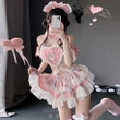 Women Cake Maid Uniform Lolita Girl Anime Love Apron Outfit Costumes Cosplay