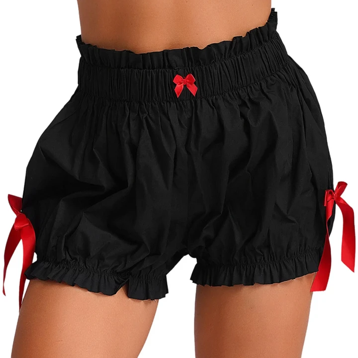 Women's Lolita Bloomers Shorts Ruffle Bow Knot Gingham Cute Shorts Pumpkin Pants Minipants Beach Shorts Home Casual Y2k Shorts