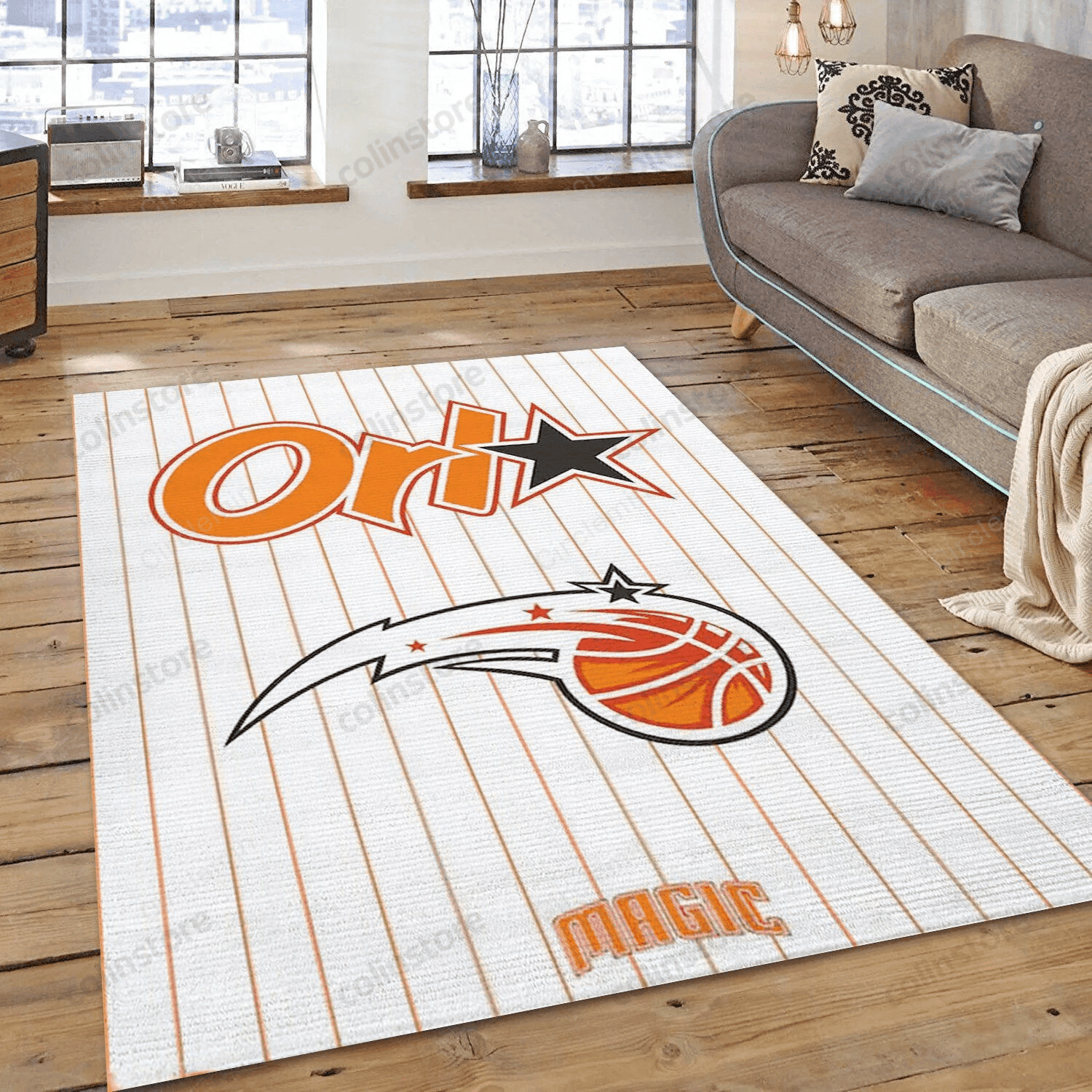 Orlando Magic Rugs Orlando Magic Team Logo Striped Lines 3D Area Rug Full Printing Living ...