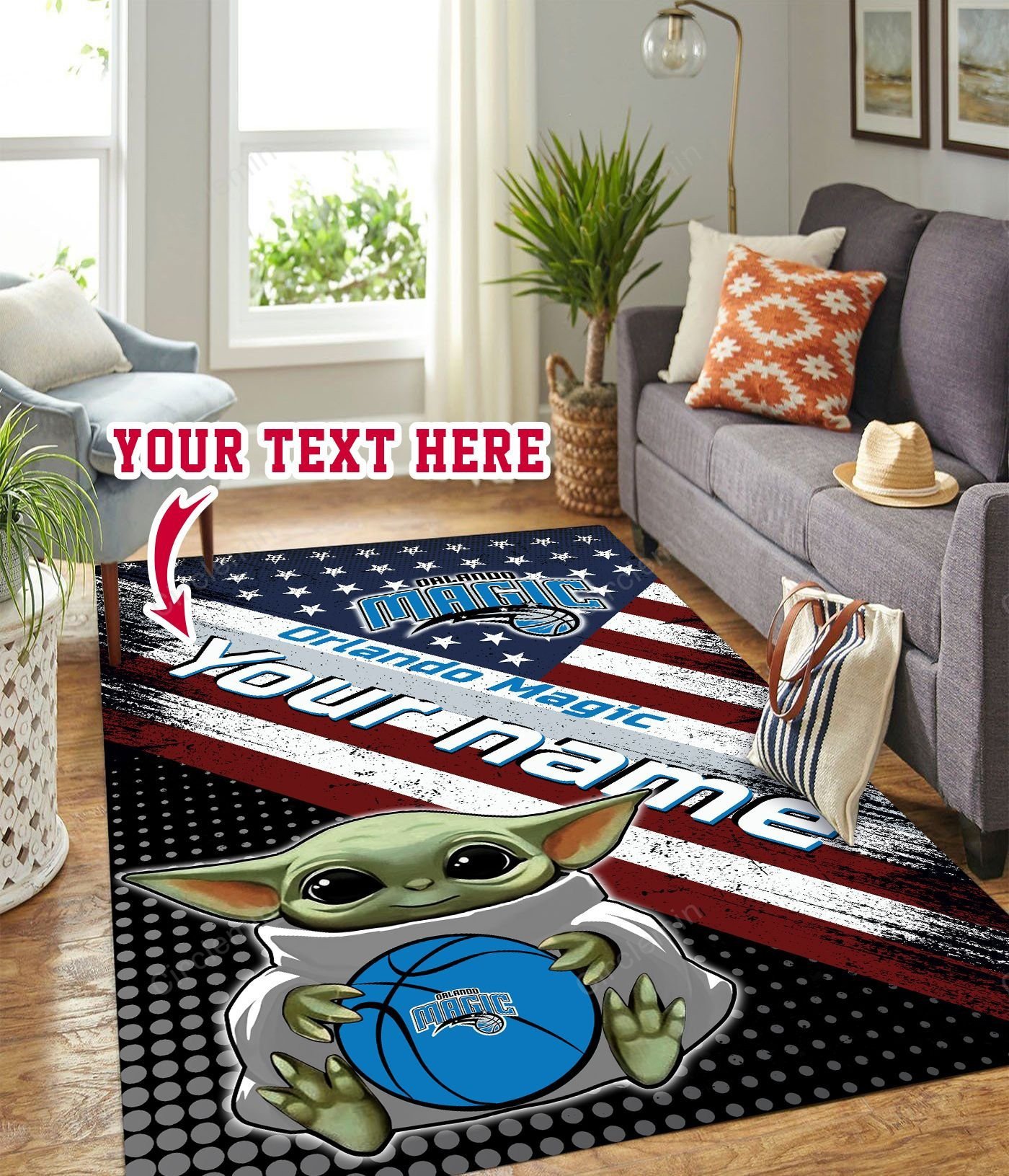Orlando Magic Rugs Baby Yoda Orlando Magic Personalized Custom Area Rug Sports Team Rugs ...