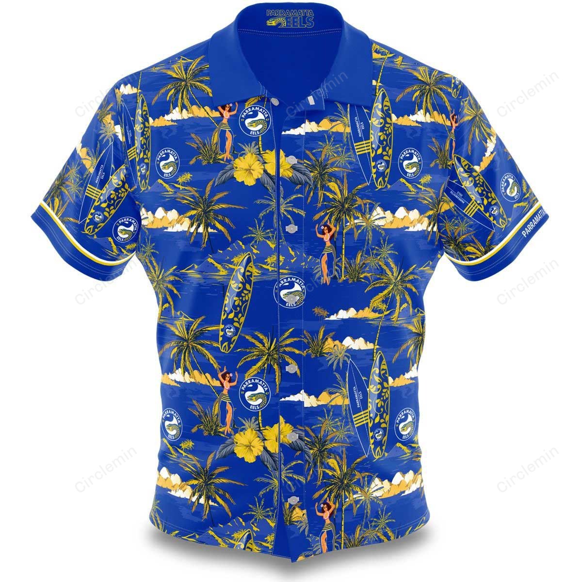 Paramada Blue Nrl Parramatta Eels Surfboard Blue Hawaiian Shirt - Xtrendingprint ...