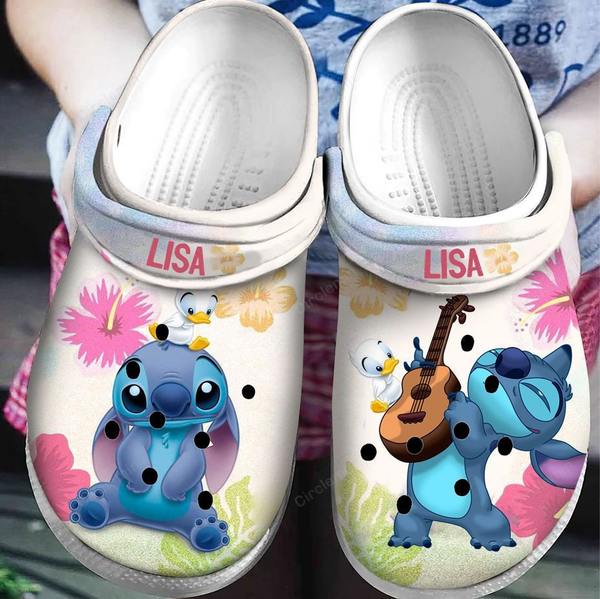 Happy Cartoon Blue Alien And Tiny Duck Cartoon Clogs For Kids And ...