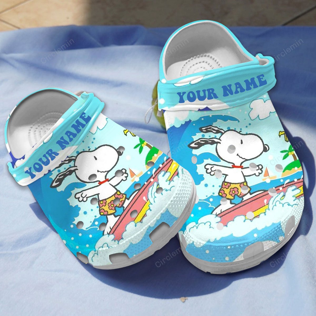 Surf Clogs Snoopy Surfing Time Blue Clogs For Kids And Adults - Circlemin
