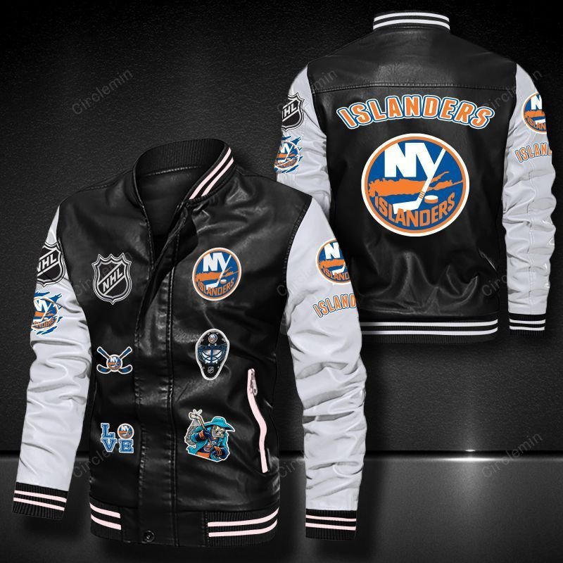 New York Islanders Leather Bomber Jacket 1188 - Circlemin