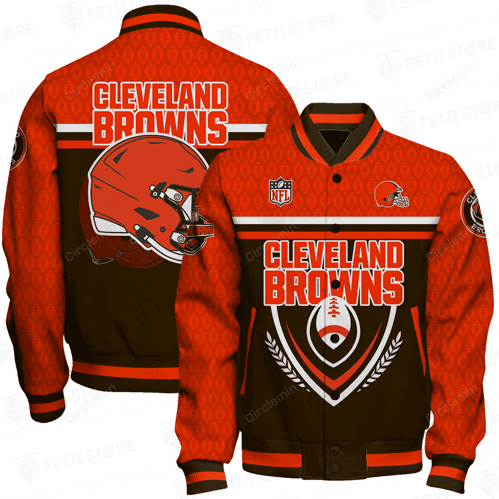 Cleveland Browns Traditional Football Pattern Varsity Jacket - Circlemin
