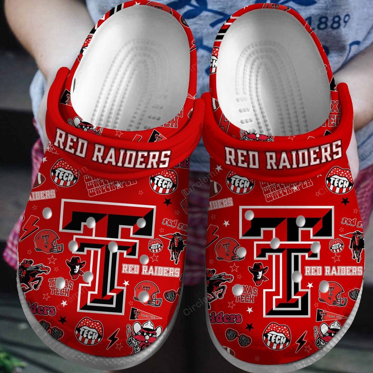 Texas Tech Red Raiders Team Mascot Logo NCAA Full Red Crocs Classic ...