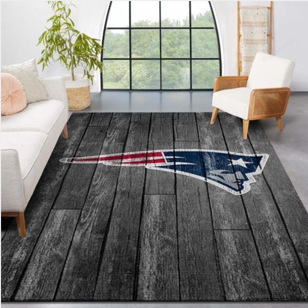 Prepppy Patriots Rug New England Patriots Nfl Team Logo Grey Wooden Style Nice Gift Home ...