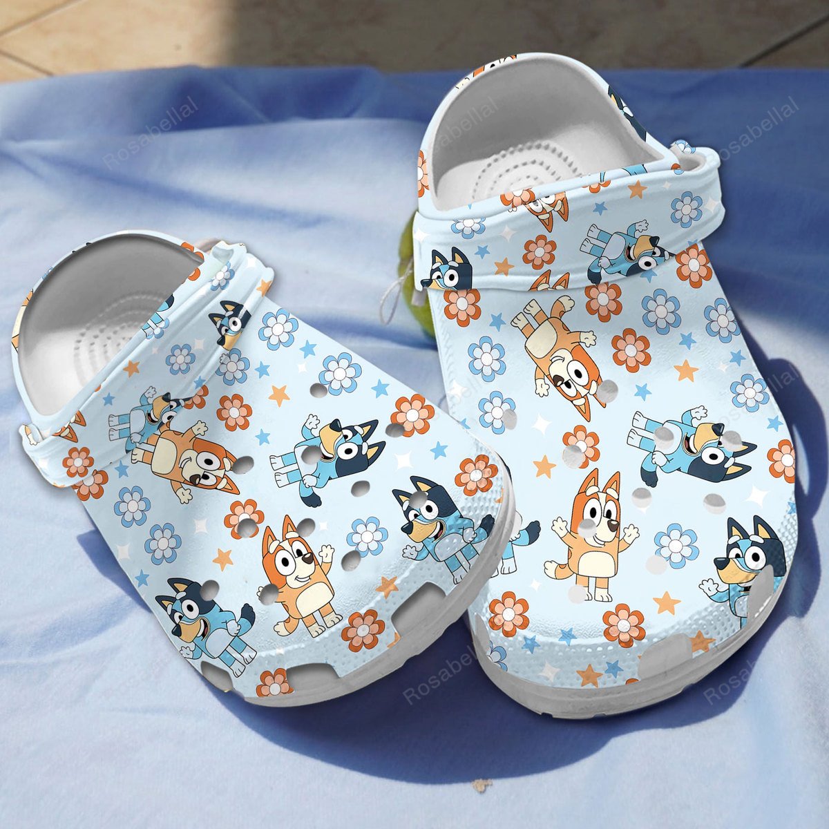 Bluey And Bingo Floral Blue Clogs For Kids And Adults - Rosabellal