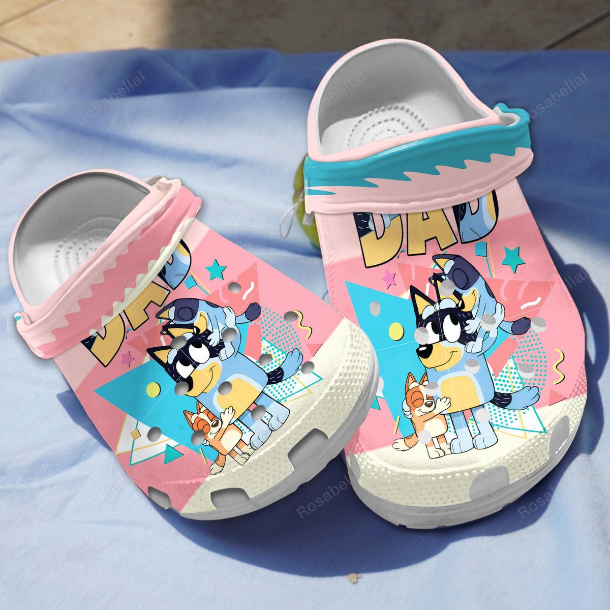 Bluey And Bingo We Love Dad Star Pink Crocs Classic Clogs Shoes ...